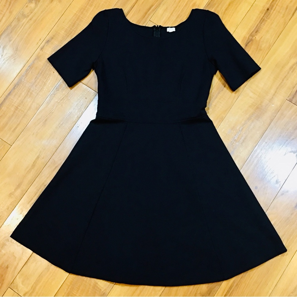 J Crew preppy mini dress black flare luxury workwear 4 small womens